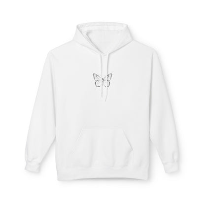 Schmetterling Hoodie Unisex (Brustprint) – Minimalistisches Linienkunst Design | Nachhaltiger Kapuzenpullover aus Baumwolle