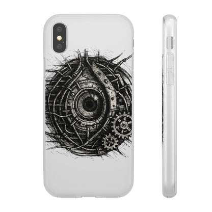 Biomechanisches Auge Handyhülle – Futuristisches Cyberpunk Design mit Zahnrädern & Kabeln | Schutzhülle für iPhone & Android