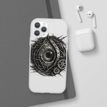Biomechanisches Auge Handyhülle – Futuristisches Cyberpunk Design mit Zahnrädern & Kabeln | Schutzhülle für iPhone & Android