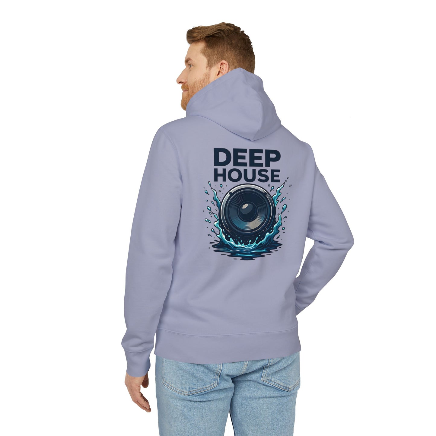 Deep House Hoodie (Rückenprint) – Stylischer Musik Hoodie mit Lautsprecher & Wasser Splash Design – Unisex EDM & Festival Streetwear