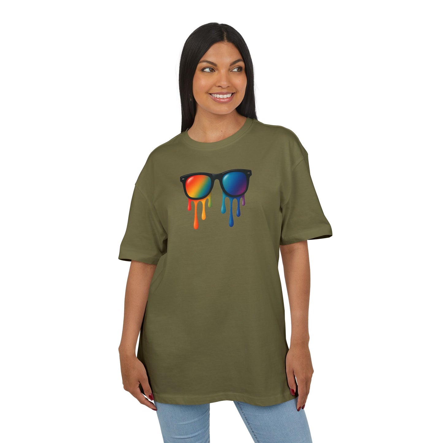 Melting Rainbow Shades T-Shirt (Brustprint) – Stylisches Unisex Shirt mit bunter Sonnenbrille & Farbverlauf | Cooles Sommer & Festival Design