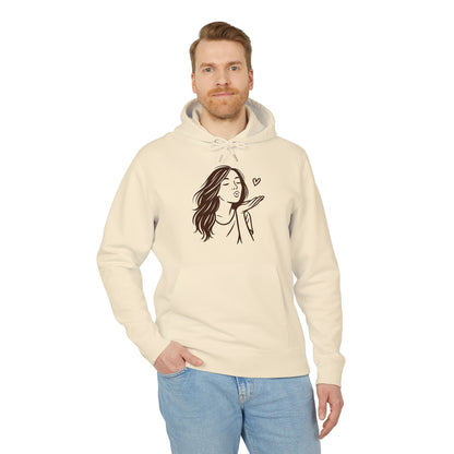 Kusshand Hoodie Unisex (Brustprint) – Romantischer Love Hoodie mit Herz Motiv, Stylisches Geschenk für Valentinstag & Paare