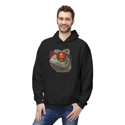 Chamäleon Hoodie Unisex (Brustprint) – Retro Tiermotiv mit Sonnenbrille & Disco-Design – Lustiger Kapuzenpullover für Festival, Streetwear & Geschenkideen