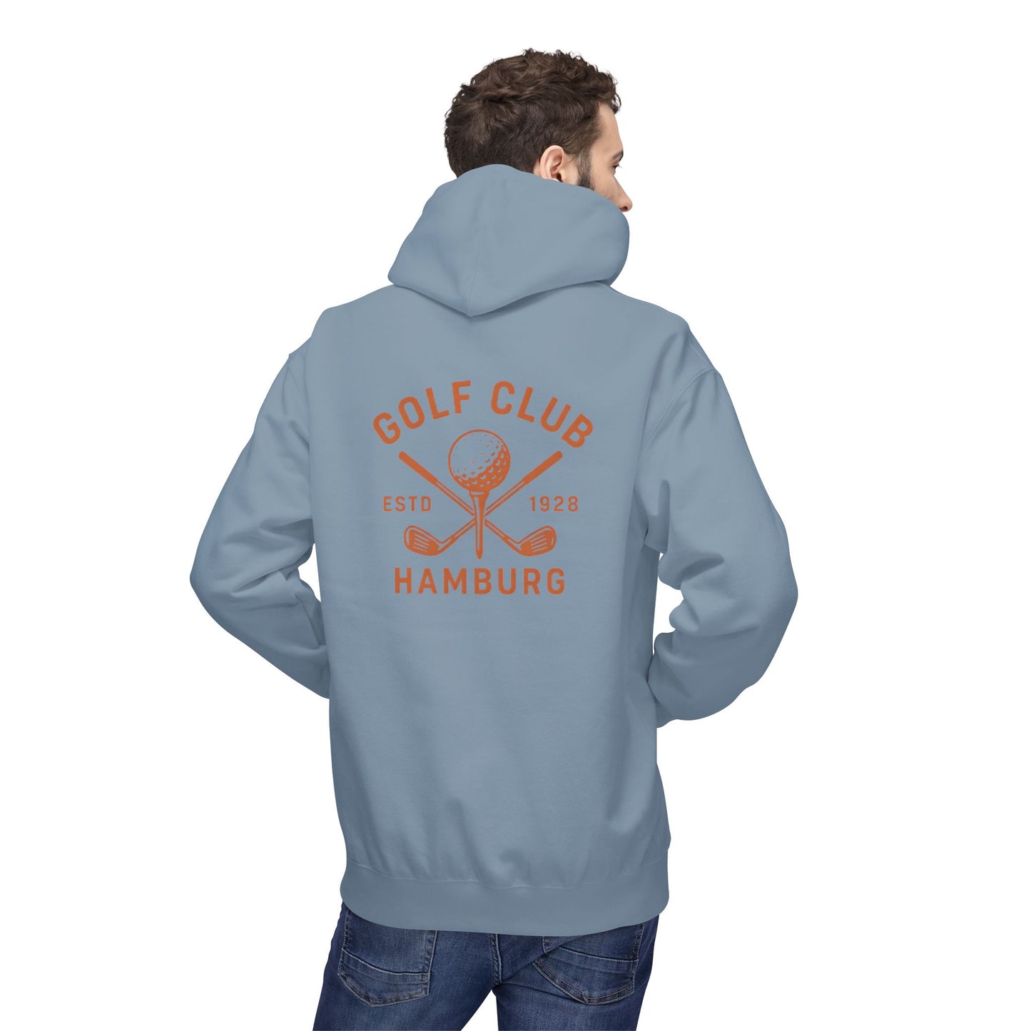 Vintage Golf Club Hamburg Hoodie (Rückenprint) – Retro Kapuzenpullover Estd. 1928 für Herren & Damen