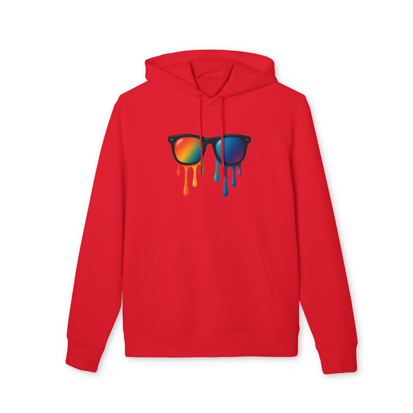 Melting Shades Hoodie (Brustprint) – Stylischer Unisex Hoodie mit bunter Sonnenbrille & Tropf-Effekt | Retro Streetwear für Sommer & Festival