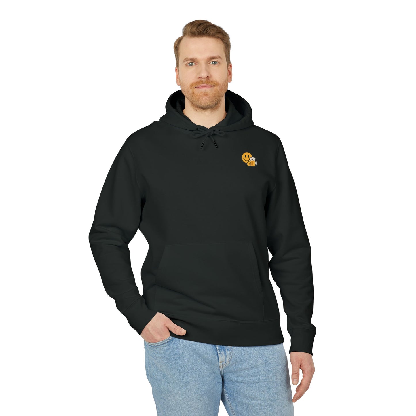Bier Smiley Hoodie (Brustprint) – Witziger Kapuzenpullover für Männer & Frauen | Party Outfit