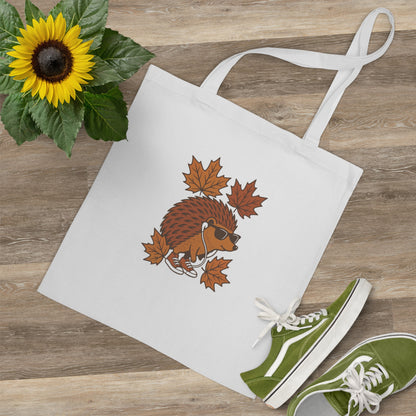 Herbst Igel Jutebeutel – Lustige Stofftasche mit Cartoon-Design, Sonnenbrille & Ahornblättern