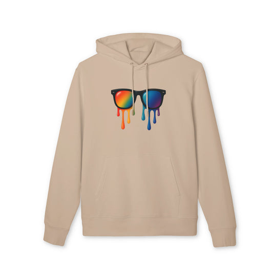 Melting Shades Hoodie (Brustprint) – Stylischer Unisex Hoodie mit bunter Sonnenbrille & Tropf-Effekt | Retro Streetwear für Sommer & Festival