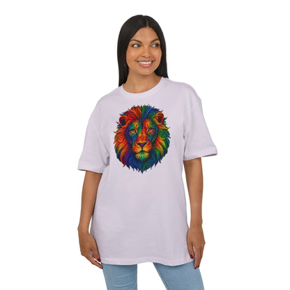 Buntes Löwen T-Shirt (Brustprint) – Psychedelisches Tiermotiv im Boho-Stil – Unisex Oversize Shirt für Kunst-, Natur- & Festival-Fans