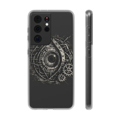 Biomechanisches Auge Handyhülle – Futuristisches Cyberpunk Design mit Zahnrädern & Kabeln | Schutzhülle für iPhone & Android
