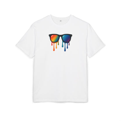 Melting Rainbow Shades T-Shirt (Brustprint) – Stylisches Unisex Shirt mit bunter Sonnenbrille & Farbverlauf | Cooles Sommer & Festival Design