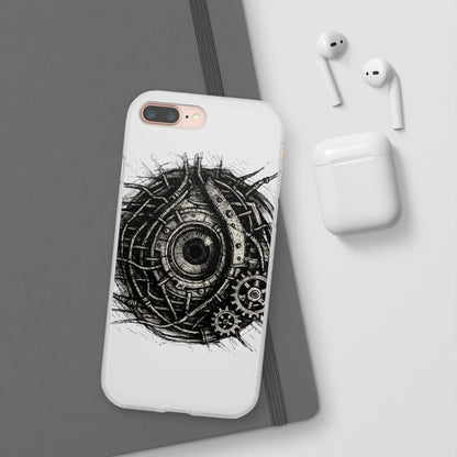 Biomechanisches Auge Handyhülle – Futuristisches Cyberpunk Design mit Zahnrädern & Kabeln | Schutzhülle für iPhone & Android