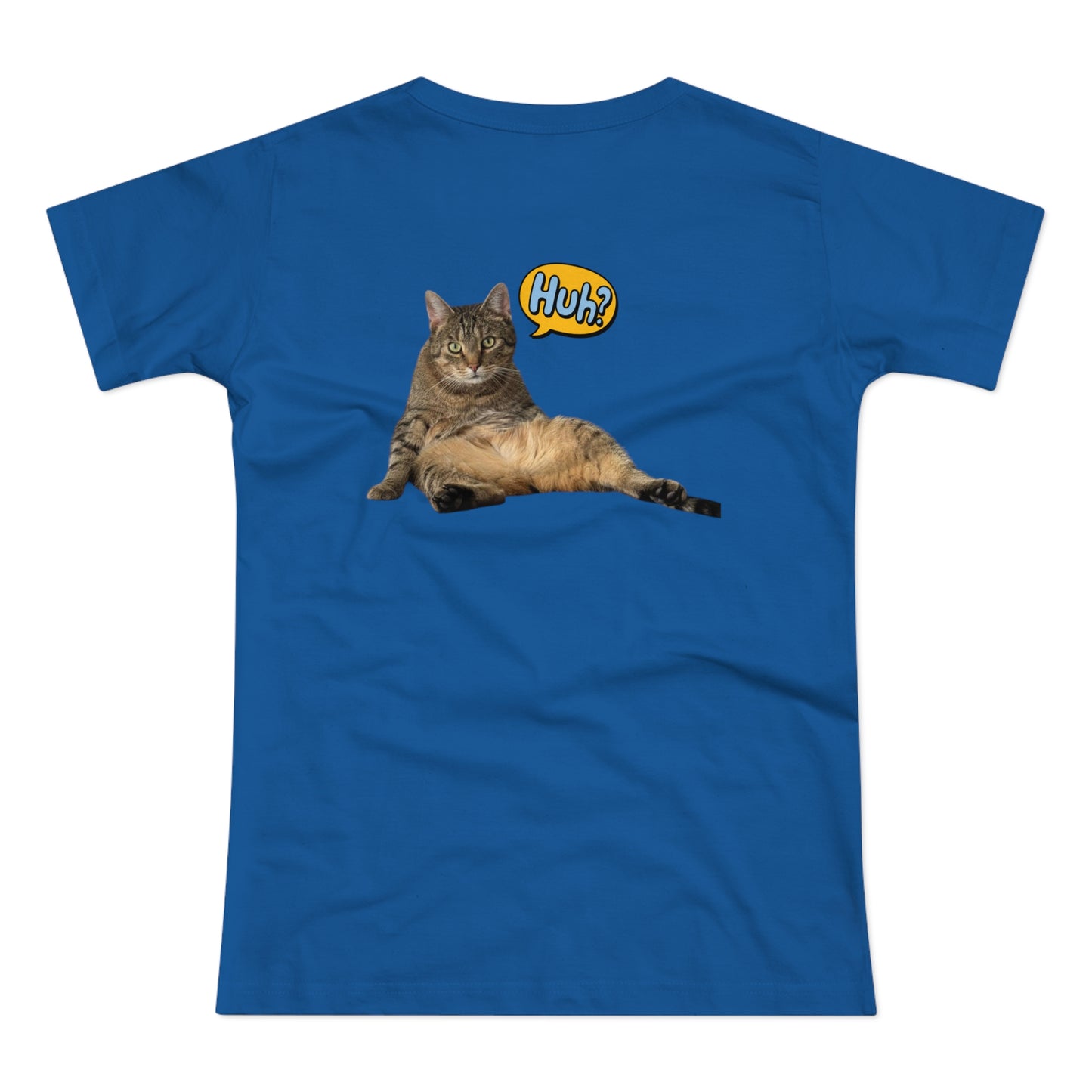 “Huh?” Katze – Lustiges Katzen T-Shirt mit Rückendruck | Für Katzenfans mit Humor
