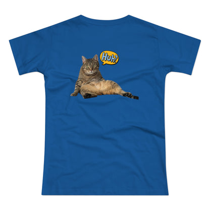 “Huh?” Katze – Lustiges Katzen T-Shirt mit Rückendruck | Für Katzenfans mit Humor
