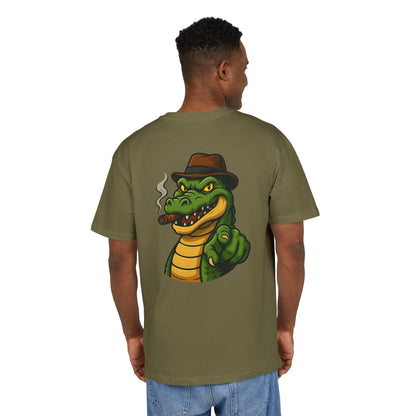 Gangster Alligator T-Shirt (Rückenprint) – Cooles Unisex Shirt mit Zigarren-Krokodil im Retro Comic Style