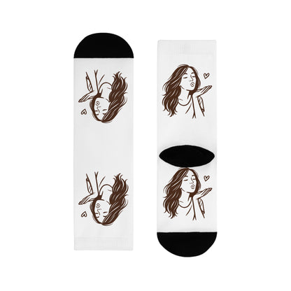 Kusshand Socken – Stylische Unisex Socken mit romantischem Kuss & Herz Motiv