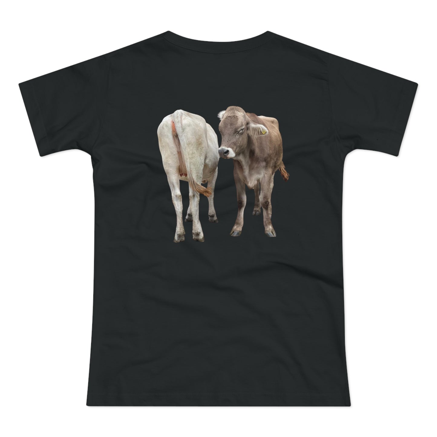 Zwei Kühe - Ein Blick zurück | Lustiges T-Shirt für Tierfreunde & Landeier mit Stil