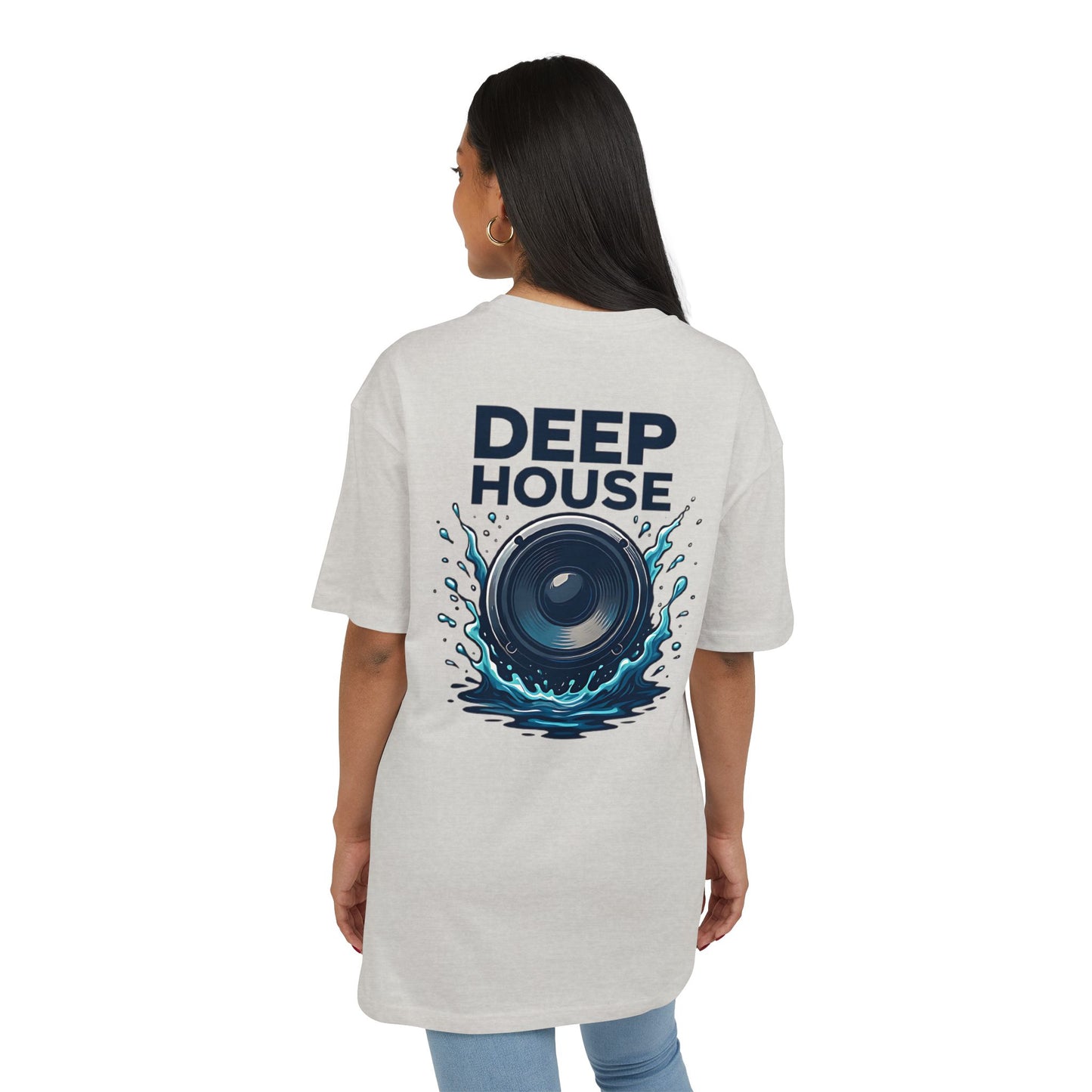Deep House T-Shirt (Rückenprint) – Stylisches EDM Shirt mit Lautsprecher & Wasser Splash Motiv – Unisex Festival & Clubwear