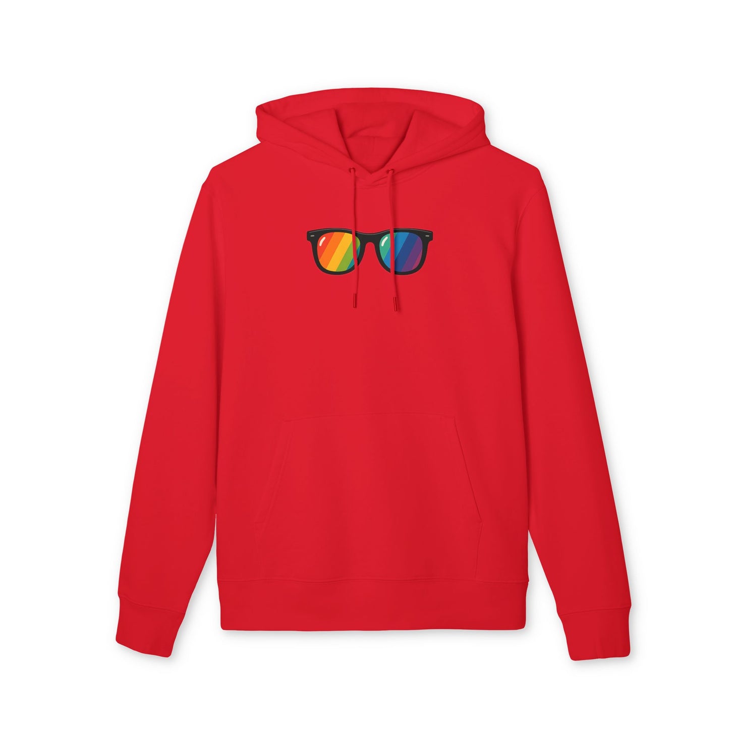 Regenbogen Sonnenbrille Hoodie (Brustprint) – Unisex Kapuzenpullover im bunten Pride Design für Festival & Streetwear