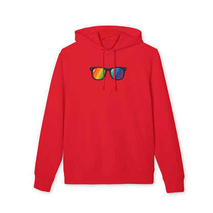 Regenbogen Sonnenbrille Hoodie (Brustprint) – Unisex Kapuzenpullover im bunten Pride Design für Festival & Streetwear