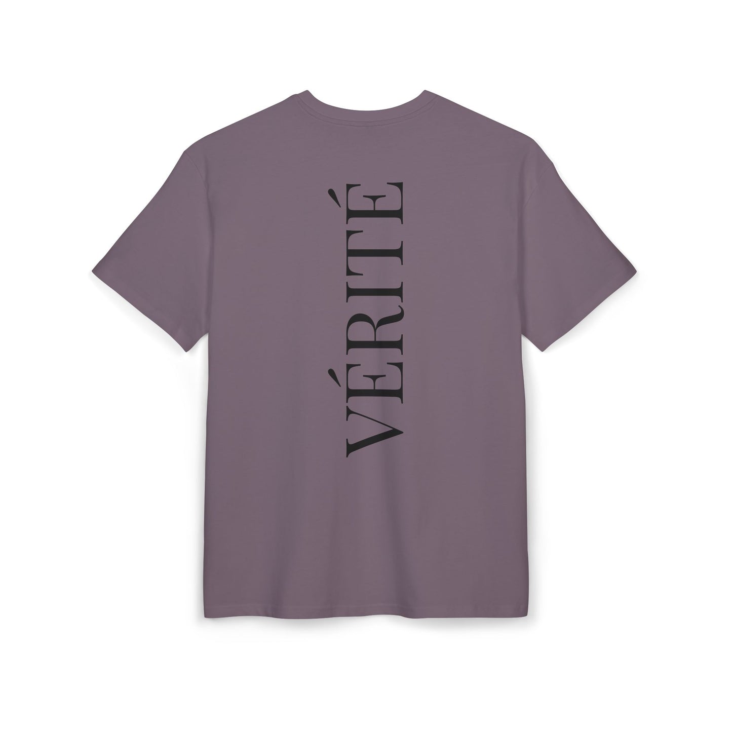 Stylisches T-Shirt mit Aufschrift ‘Vérité’ (Rückenprint) – Minimalistisches Design für Modebewusste