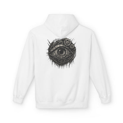 Biomechanisches Auge Hoodie Unisex – Cyberpunk Kapuzenpullover mit Zahnrädern & Kabeln | Futuristischer Techwear Look