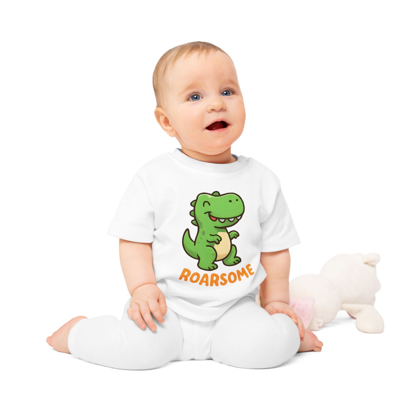 Baby T-Shirt „Roarsome Dino“ – Bio-Baumwolle, süßes Dinosaurier-Motiv, nachhaltige Babybekleidung