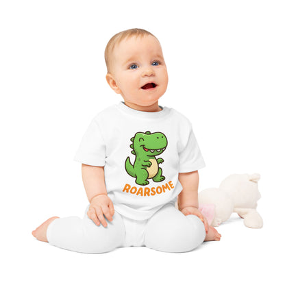 Baby T-Shirt „Roarsome Dino“ – Bio-Baumwolle, süßes Dinosaurier-Motiv, nachhaltige Babybekleidung