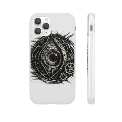 Biomechanisches Auge Handyhülle – Futuristisches Cyberpunk Design mit Zahnrädern & Kabeln | Schutzhülle für iPhone & Android