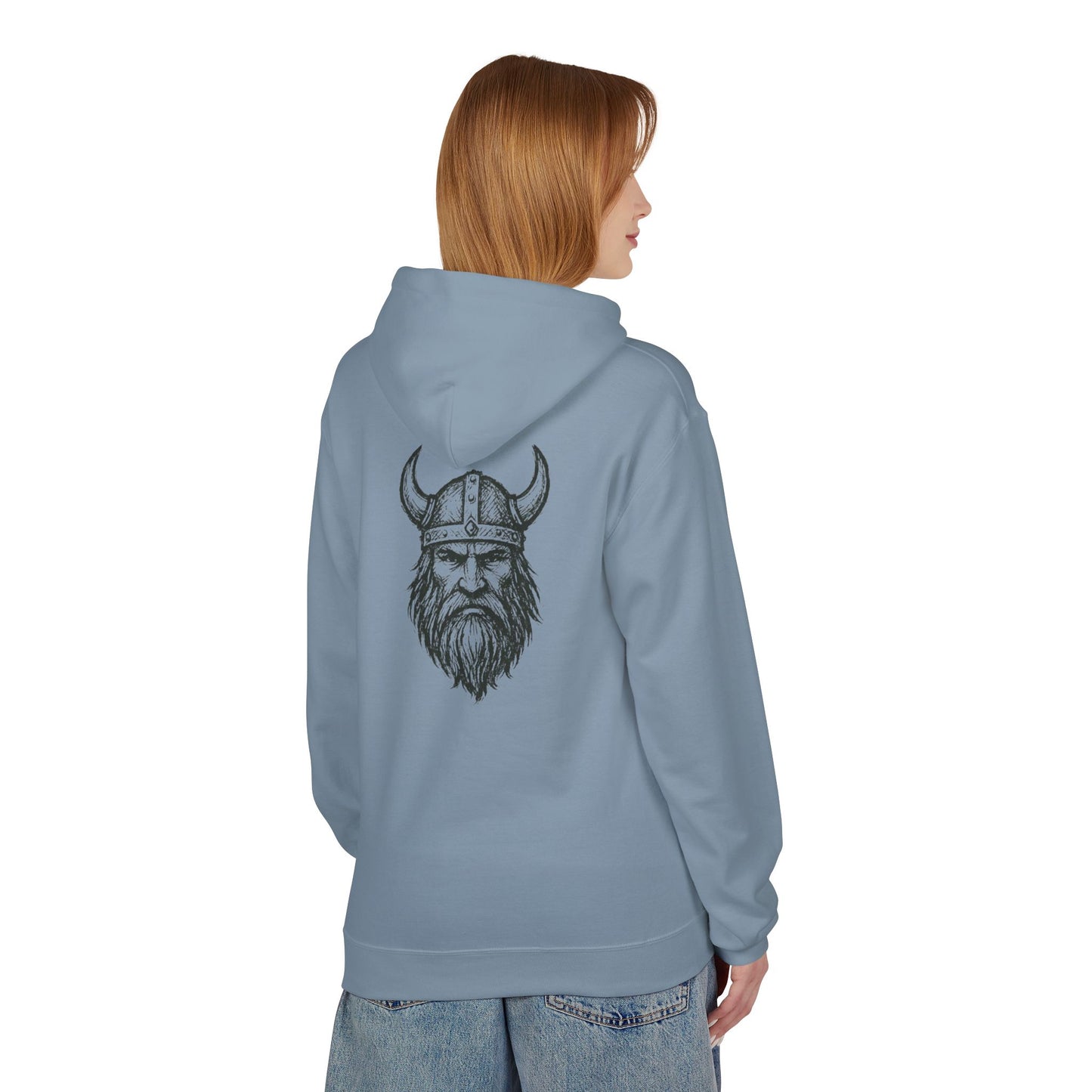Wikinger Hoodie Unisex – Nordic Warrior Kapuzenpullover mit Bart & Helm Design | Viking Streetwear