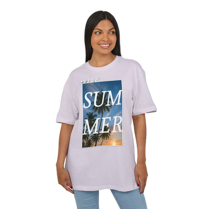 Nice Summer T-Shirt (Brustprint)– Palmendesign, Sonnenuntergang & Urlaubs-Vibes | Unisex Oversize Shirt für den Sommerlook