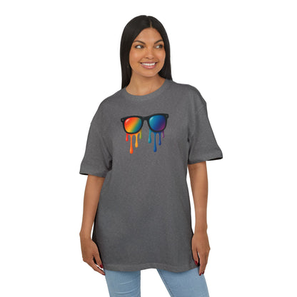 Melting Rainbow Shades T-Shirt (Brustprint) – Stylisches Unisex Shirt mit bunter Sonnenbrille & Farbverlauf | Cooles Sommer & Festival Design