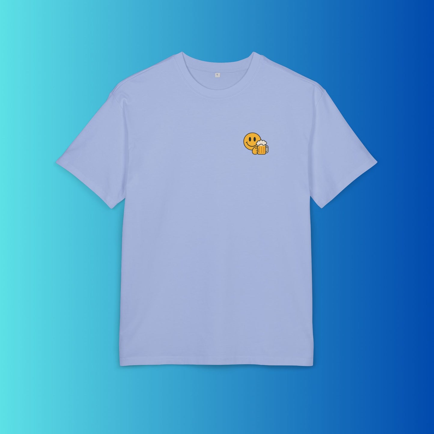 Smiley mit Bier (Brustprint) – Lustiges Party T-Shirt für Bierliebhaber | Unisex Funshirt