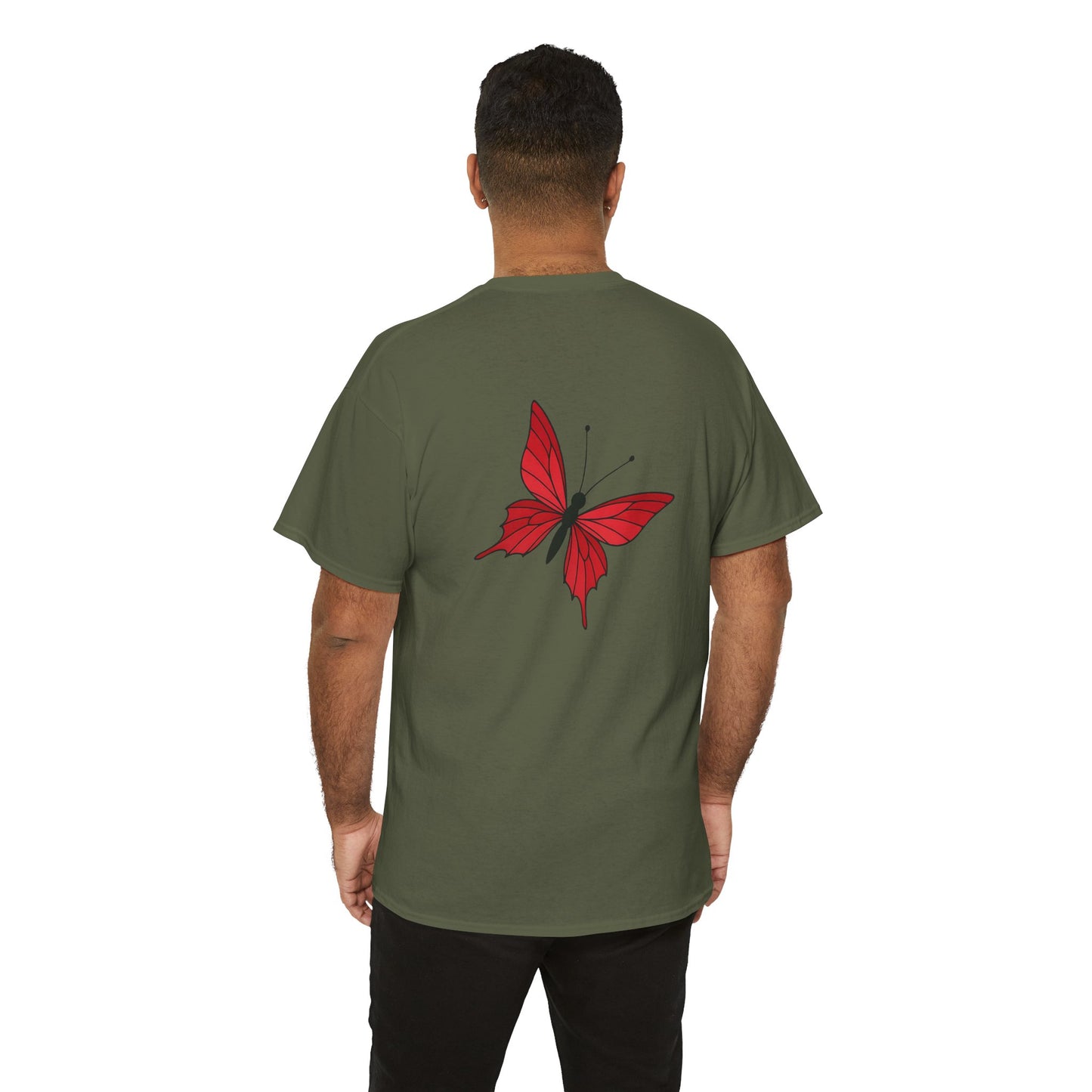 Roter Schmetterling T-Shirt Unisex – Ausdrucksstarkes Butterfly Design | Natur-inspiriertes Baumwollshirt für Damen & Herren