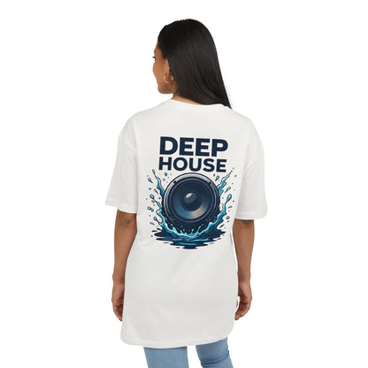 Deep House T-Shirt (Rückenprint) – Stylisches EDM Shirt mit Lautsprecher & Wasser Splash Motiv – Unisex Festival & Clubwear