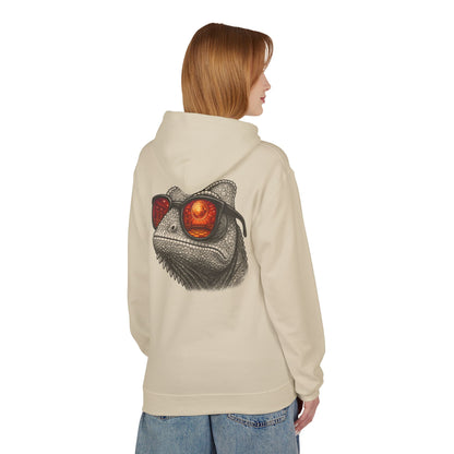 Chamäleon Hoodie Unisex (Rückenprint) – Retro Tiermotiv mit Sonnenbrille & Disco-Design – Lustiger Kapuzenpullover für Festival, Streetwear & Geschenkideen