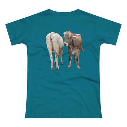 Zwei Kühe - Ein Blick zurück | Lustiges T-Shirt für Tierfreunde & Landeier mit Stil