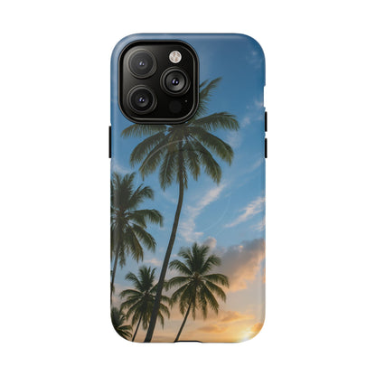 Tropische Sonnenuntergang Handyhülle mit Palmen – Sommer Vibes Case für iPhone & Android | Tropisches Strandmotiv