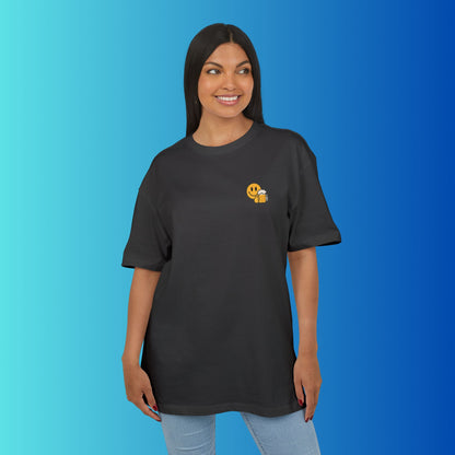 Smiley mit Bier (Brustprint) – Lustiges Party T-Shirt für Bierliebhaber | Unisex Funshirt