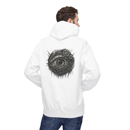 Biomechanisches Auge Hoodie Unisex – Cyberpunk Kapuzenpullover mit Zahnrädern & Kabeln | Futuristischer Techwear Look