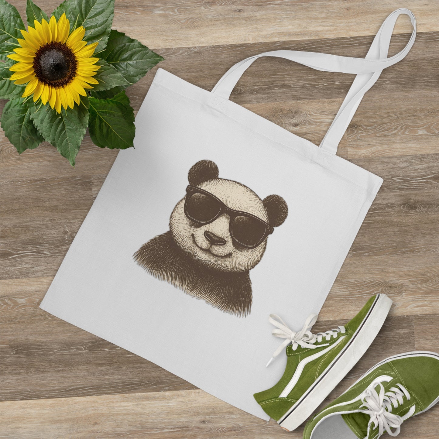 Panda Jutebeutel mit Sonnenbrille – Lustige Unisex Baumwolltasche für Alltag, Shopping & Pride