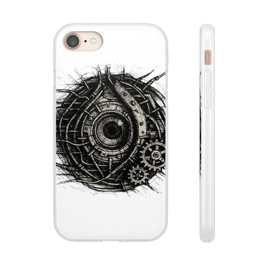 Biomechanisches Auge Handyhülle – Futuristisches Cyberpunk Design mit Zahnrädern & Kabeln | Schutzhülle für iPhone & Android