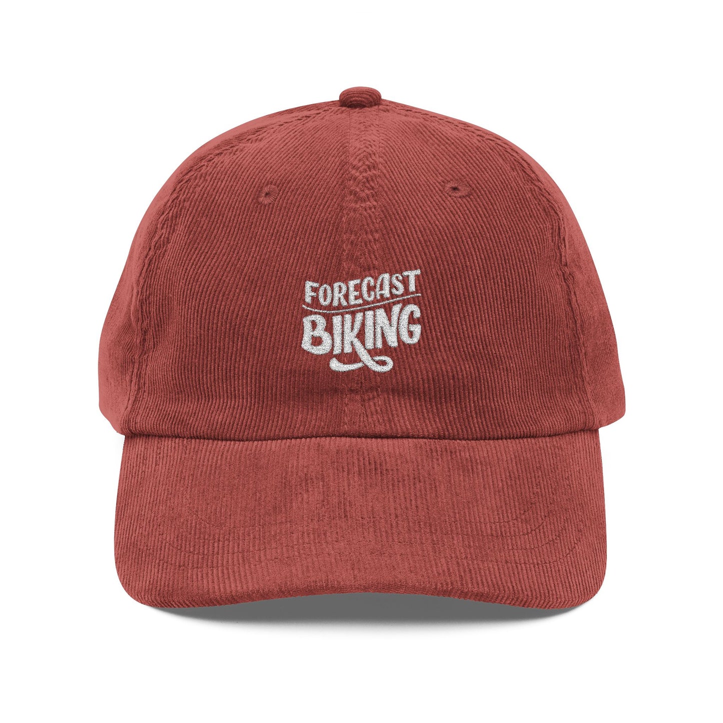 Forecast Biking Cord Cap – Retro Cord Basecap mit Stickerei - Good Vibes, Gift for Friends, Relaxed Fashion