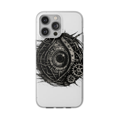 Biomechanisches Auge Handyhülle – Futuristisches Cyberpunk Design mit Zahnrädern & Kabeln | Schutzhülle für iPhone & Android