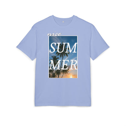 Nice Summer T-Shirt (Brustprint)– Palmendesign, Sonnenuntergang & Urlaubs-Vibes | Unisex Oversize Shirt für den Sommerlook