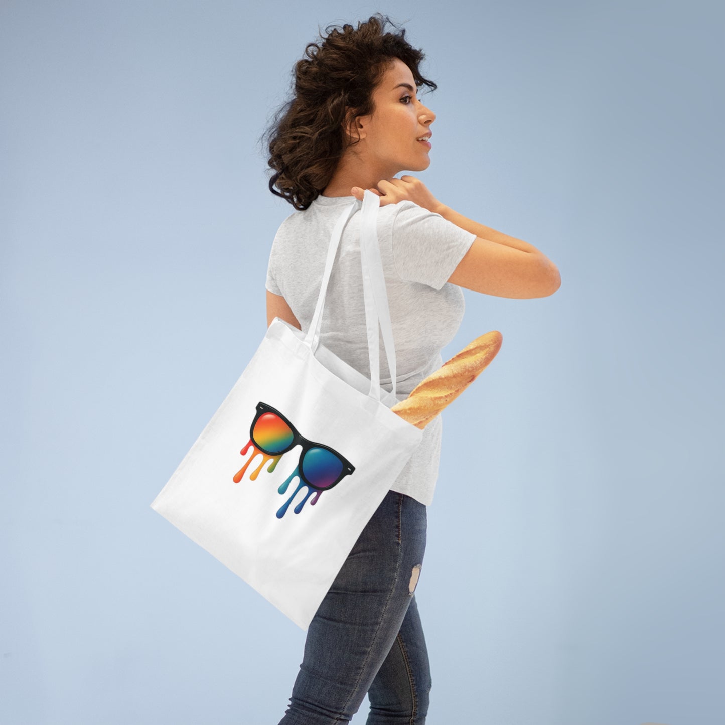 Melting Shades Jutebeutel – Stylischer Stoffbeutel mit bunter, schmelzender Sonnenbrille | Nachhaltige Tasche für Sommer, Festival & Alltag