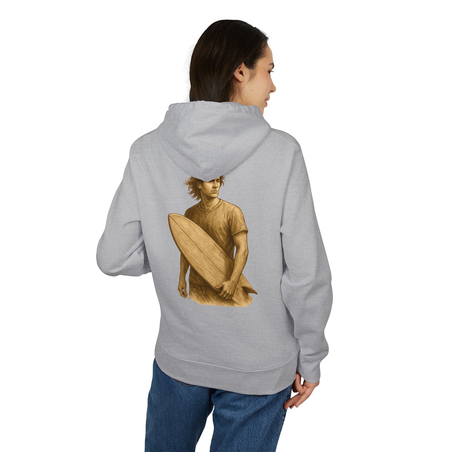 Surfer Hoodie Unisex (Rückenprint) – Oversized Kapuzenpullover mit Surfer-Print | Retro Beach Style für Männer & Frauen
