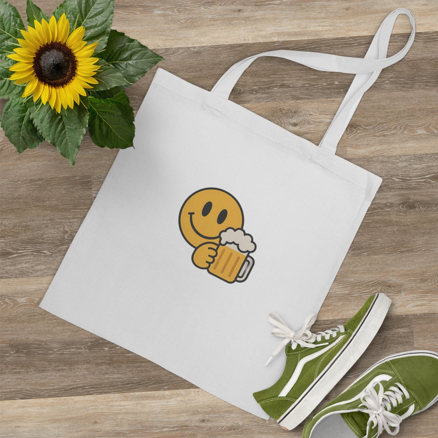 Jutebeutel mit Bier Smiley – Lustiges Festival & Party Accessoire