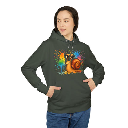 Bunter Schnecken Hoodie (Brustprint) – Lustiger Unisex Kapuzenpullover mit Farbklecks-Design für Kreative & Tierfreunde