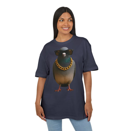 Streetstyle Taube T-Shirt (Brustprint) – Cooles Pigeon Design mit Sonnenbrille & Goldkette für Urban Vibes